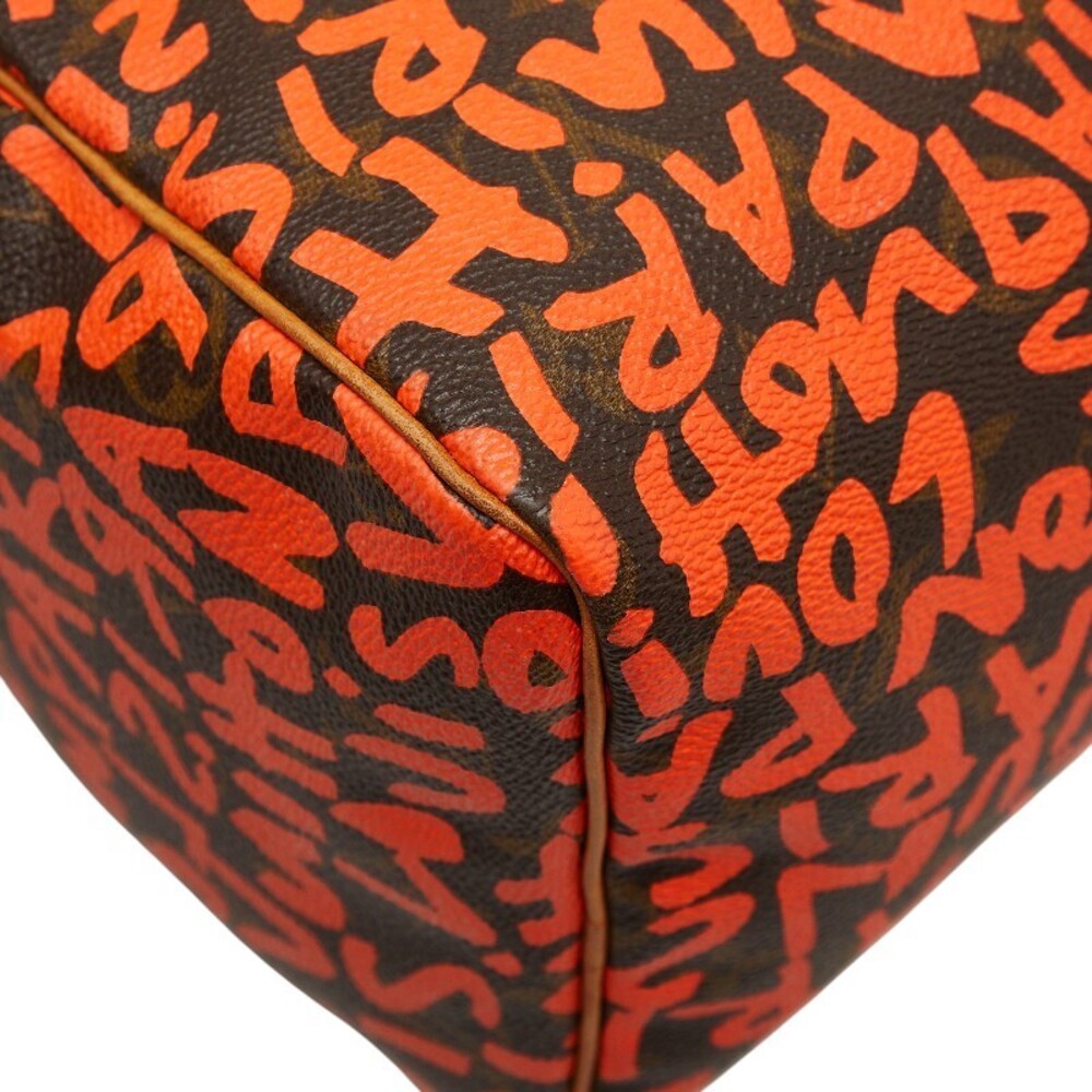 Louis Vuitton Monogram Graffiti Speedy Boston Bag Handbag Orange Brown Leather - Picture 7 of 10